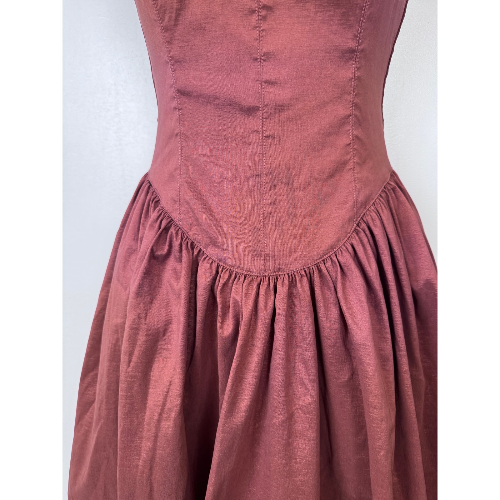 Strapless Burgundy Maxi Dress - Elegant Evening Gown — image 4 of 8